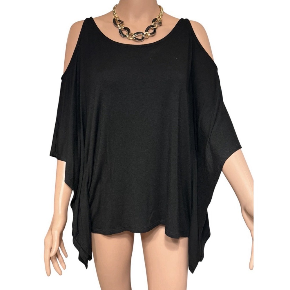 Ella Moss 2012 Cold‑Shoulder Drape Top – XS (Fits XS–M)‎ Black